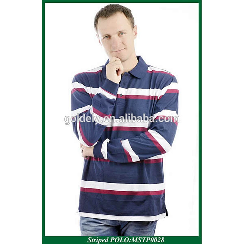 Nice cotton quality new fashion men long sleeves collar t-shirt manufacturer