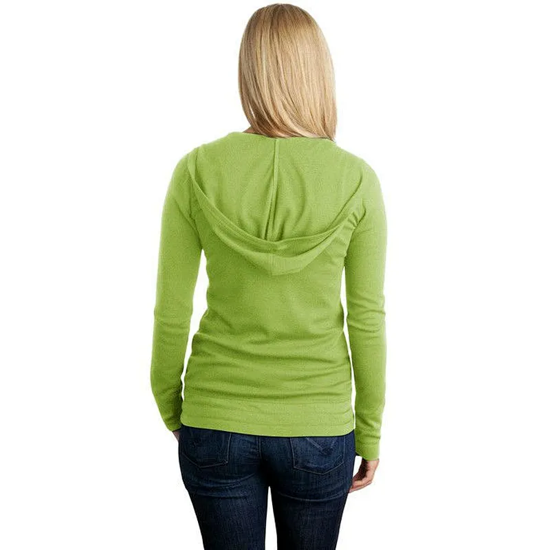 Ladies slim fitted pullover hoodie with bottons knitted wear supplier