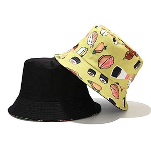 New!Sushi pattern bucket hat vegetarian Burger fries double basin hat summer outdoor
