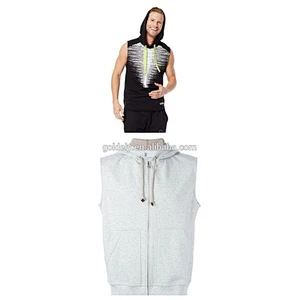 men's summer hoodie without sleeves 100%polyester for promotion