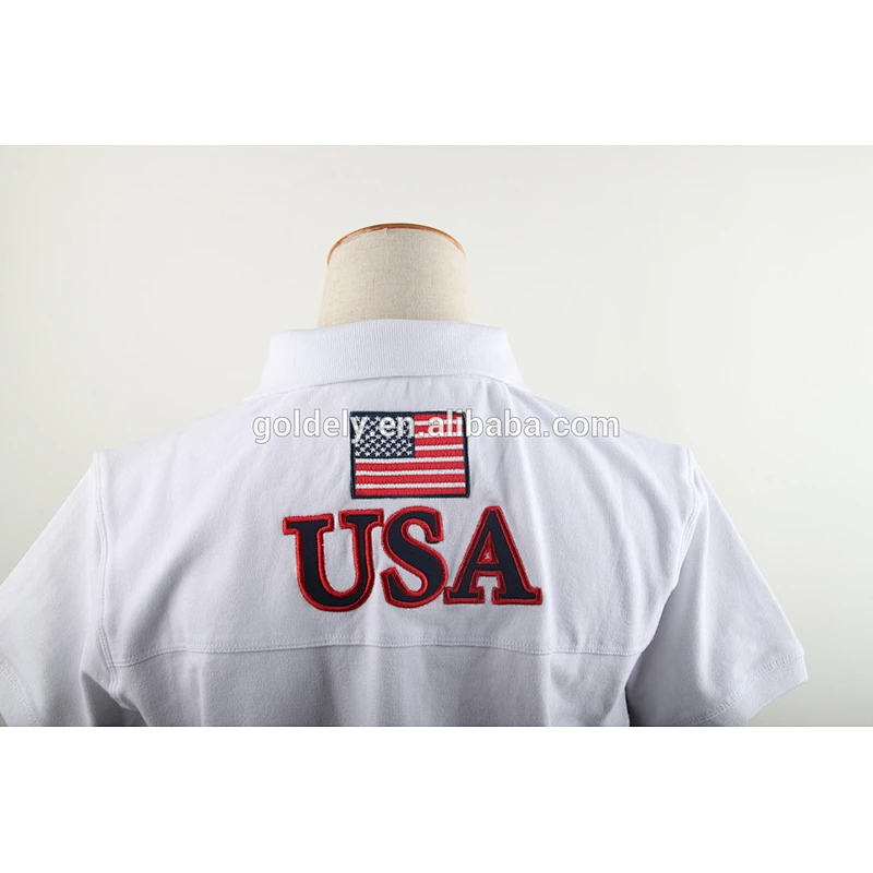 Plain white embroidery applique cut & sew men's & women' polo shirt wholesale