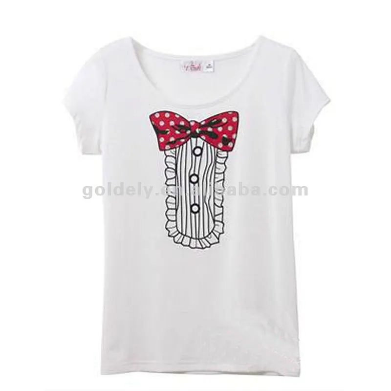 2013 O-neck printing girl slim T-Shirt for promotion