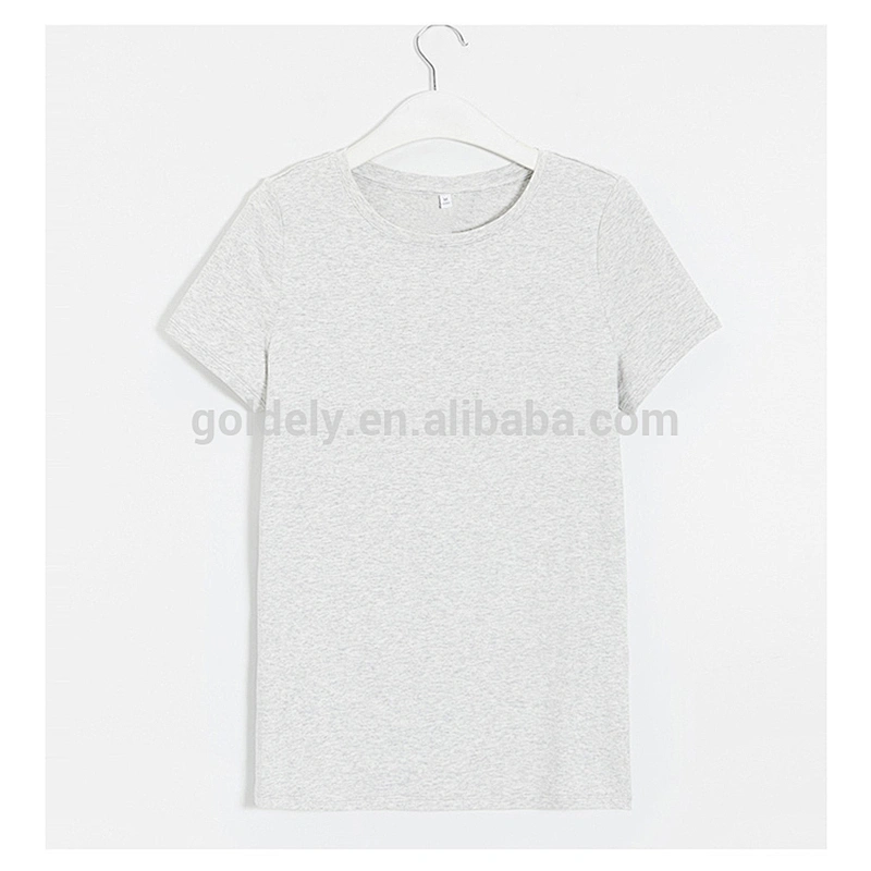 Basic classic style slim fit casual plain bottoming lady rib t shirts