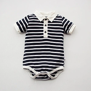 100% cotton Baby short sleeve contracted striped Romper Baby Wear