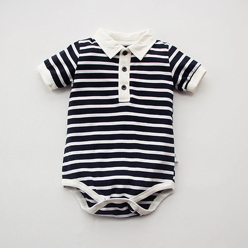 100% cotton Baby short sleeve contracted striped Romper Baby Wear