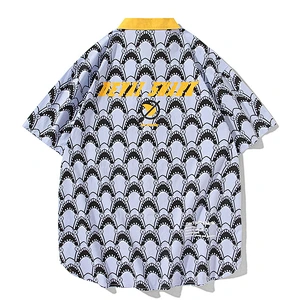 2020 new summer popular logo Shark full print shirt for me loose casual lovers outfit cotton shirt
