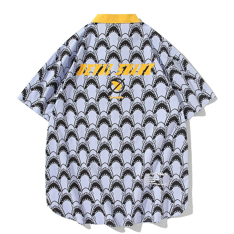 2020 new summer popular logo Shark full print shirt for me loose casual lovers outfit cotton shirt