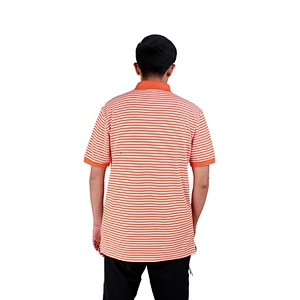 Orange and white stripe color men's polo shirt with ribbed collar sleeves