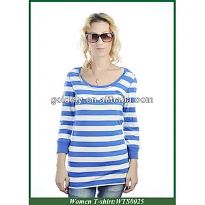 new fashion long sleeve stripe women's T-shirt with high quality