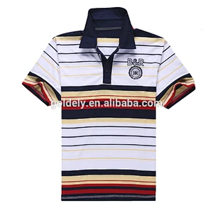 Chinese products knit rib striped men polo shirts