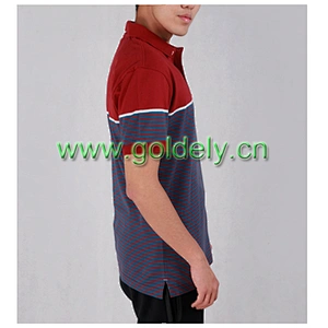 Color stitching two buttons short sleeve high quality jersey cotton polo shirt