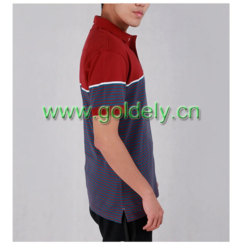 Color stitching two buttons short sleeve high quality jersey cotton polo shirt