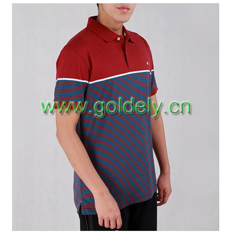 Color stitching two buttons short sleeve high quality jersey cotton polo shirt