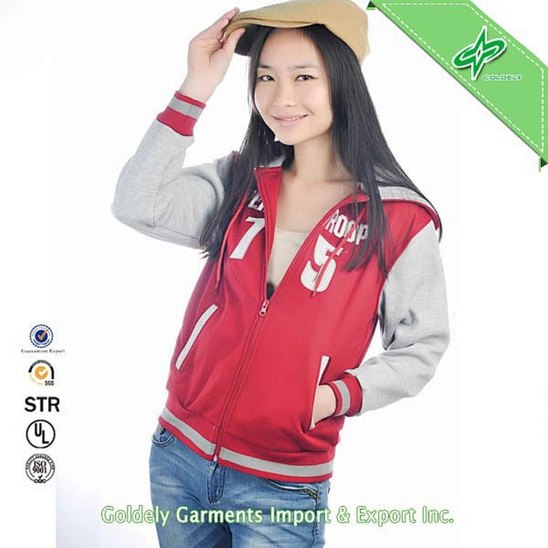 Women's high quality sports wears of slim fit hoodies