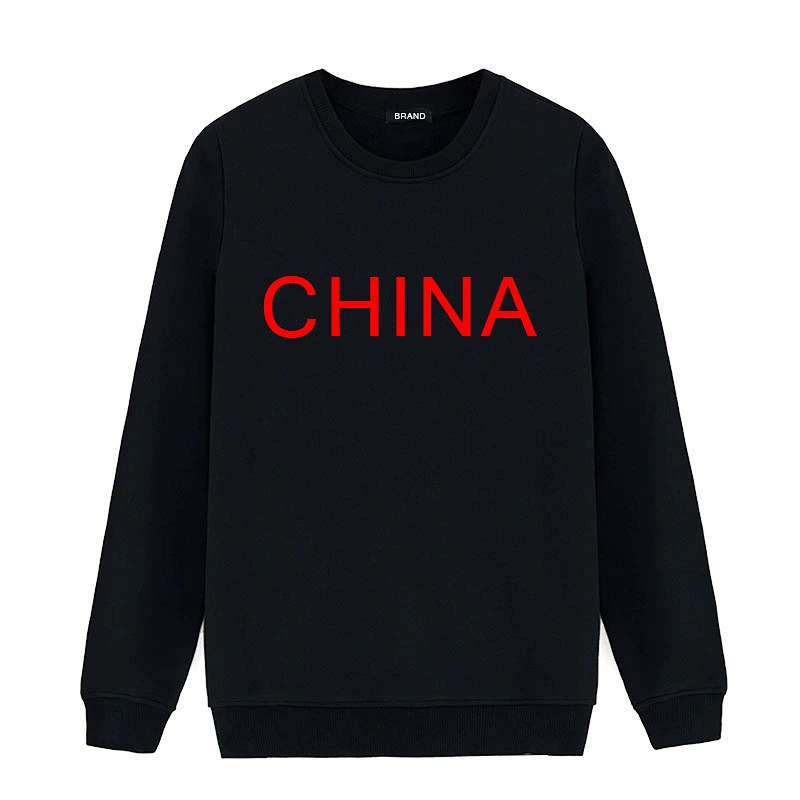 Unisex men women pullover cotton terry material printing black sweatshirt