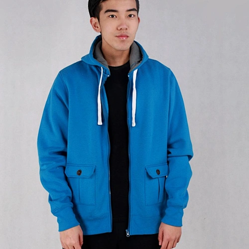 High quality custom full-zipper men fleece jacket with hood