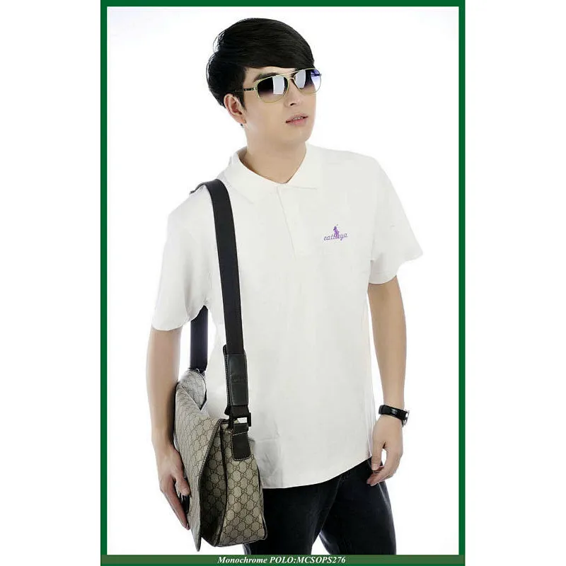 New arrival solid men's golf shirt with 100% cotton, CVC and T/C