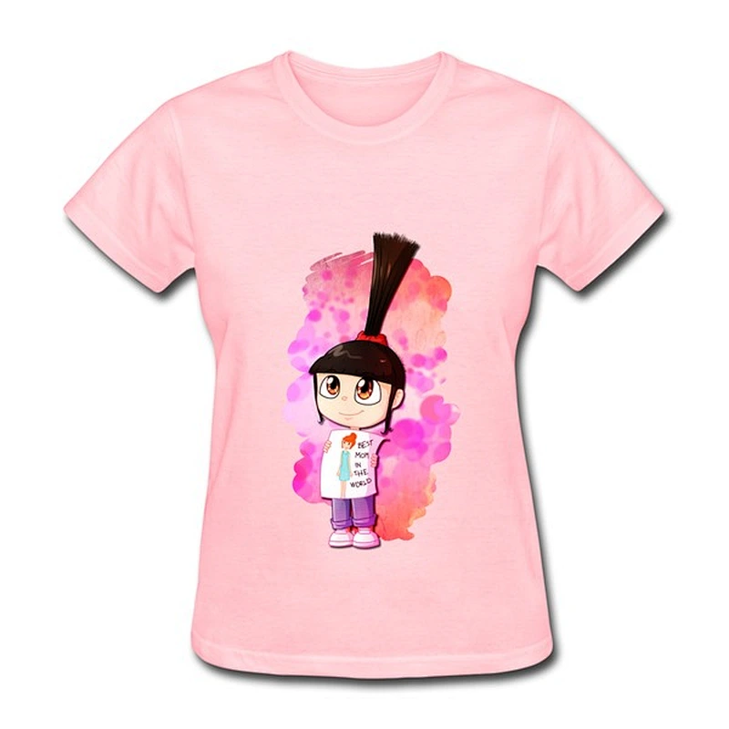 2013 Pink Color Cute Printing Hot Sell Women Short Sleeve Cotton T-shirt Pink Women T-shirt