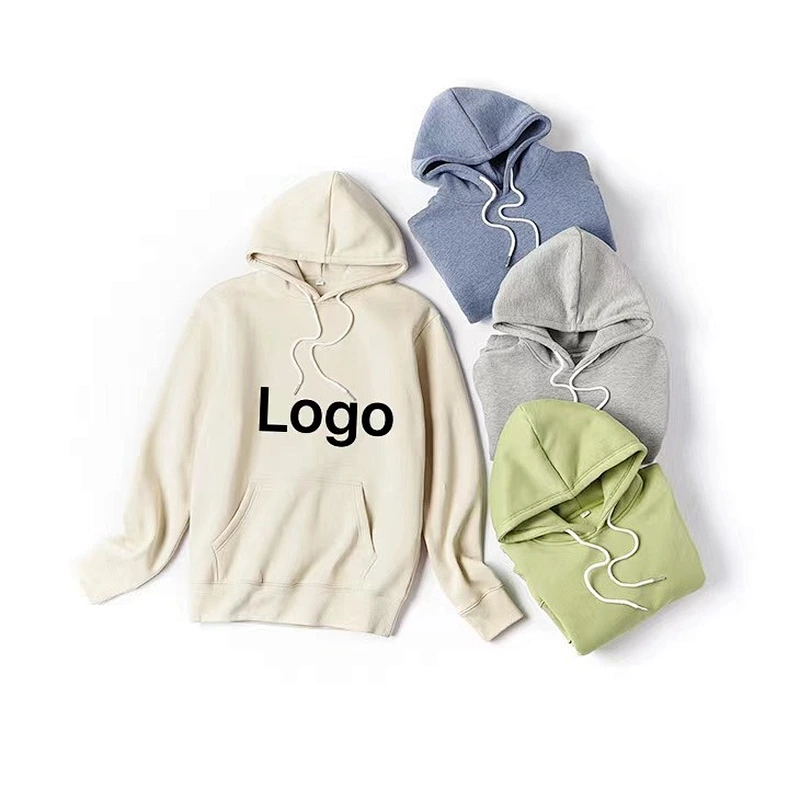 OEM mens white Hoodie 100% Cotton Long Sleeve custom mens plain pullover hoodies