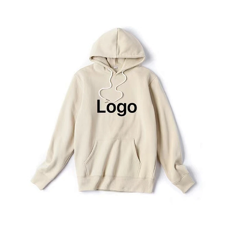 OEM mens white Hoodie 100% Cotton Long Sleeve custom mens plain pullover hoodies