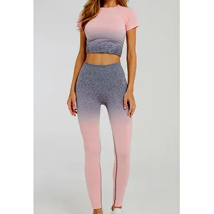 Fashion women more colors custom logo yoga leggings set high waisted workout seamless leggings set
