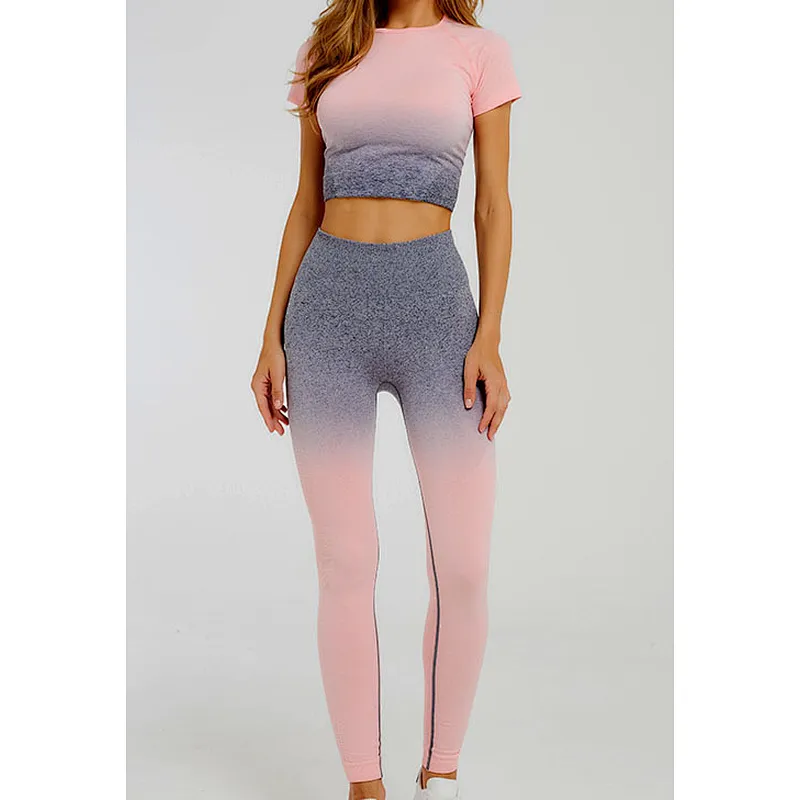 Fashion women more colors custom logo yoga leggings set high waisted workout seamless leggings set