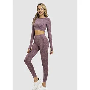 Amazon 2021 hot selling long sleeve seamless high waist sexy yoga sets women yoga high quality yoga suit sport wear