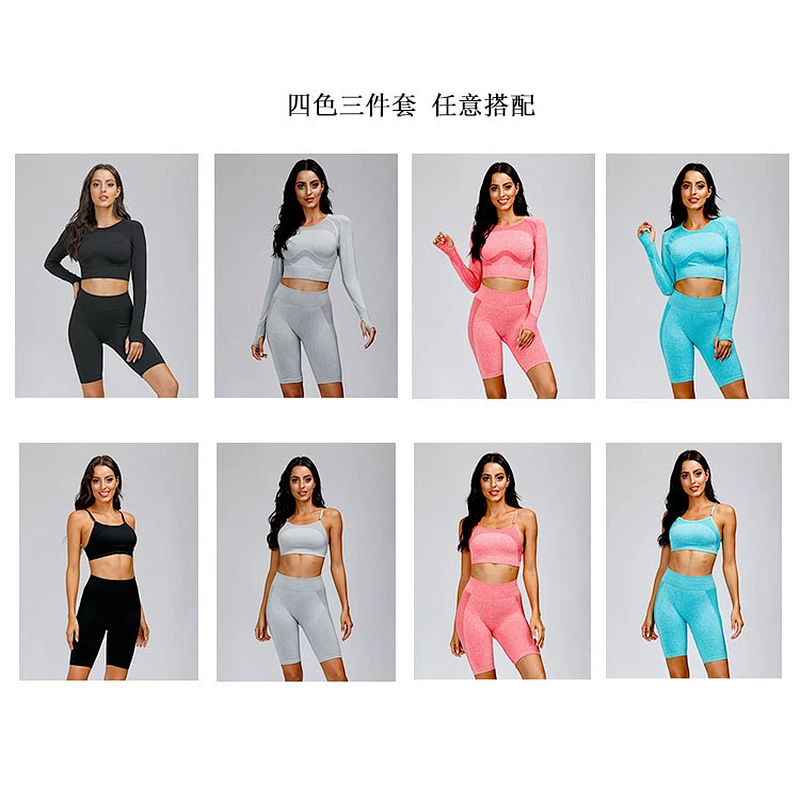 Ptsports hot summer women's two piece tracksuit seamless bra&shorts workout wear woman yoga set