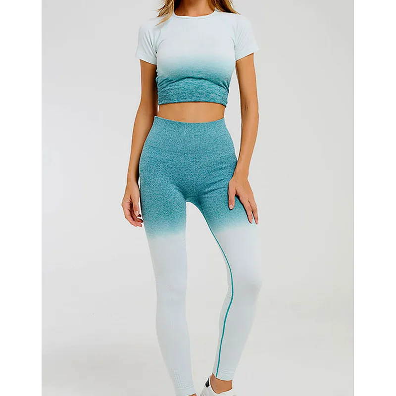 Fashion women more colors custom logo yoga leggings set high waisted workout seamless leggings set