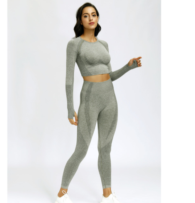Amazon 2021 hot selling long sleeve seamless high waist sexy yoga sets women yoga high quality yoga suit sport wear