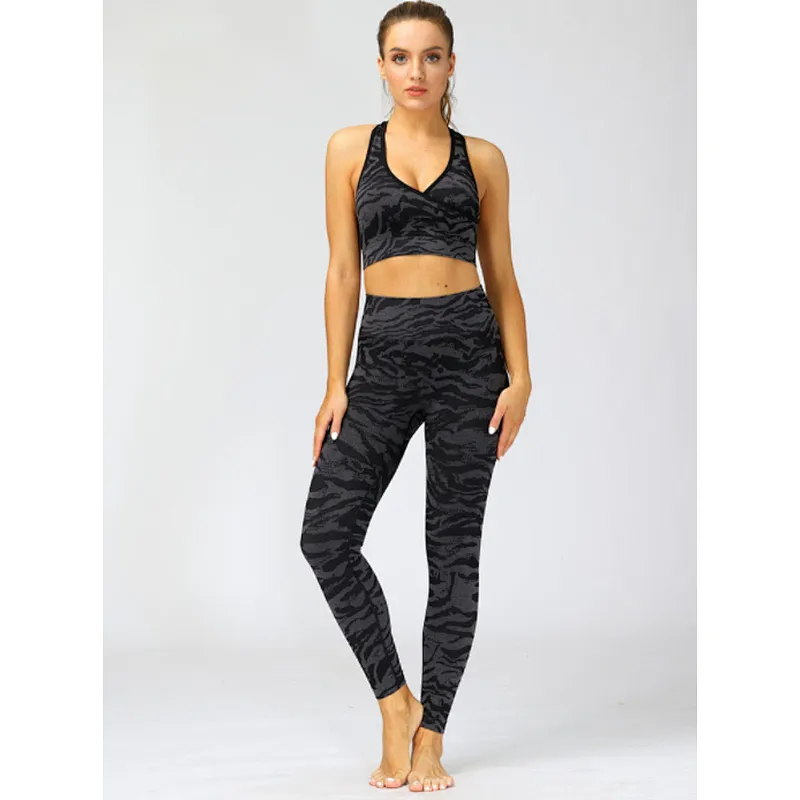 Leopard 2 Piece Yoga Sets Snake Women Fitness Workout Clothing Gym Sets Fitness Yoga Suit Sport Wear Seamless Athletic Sets