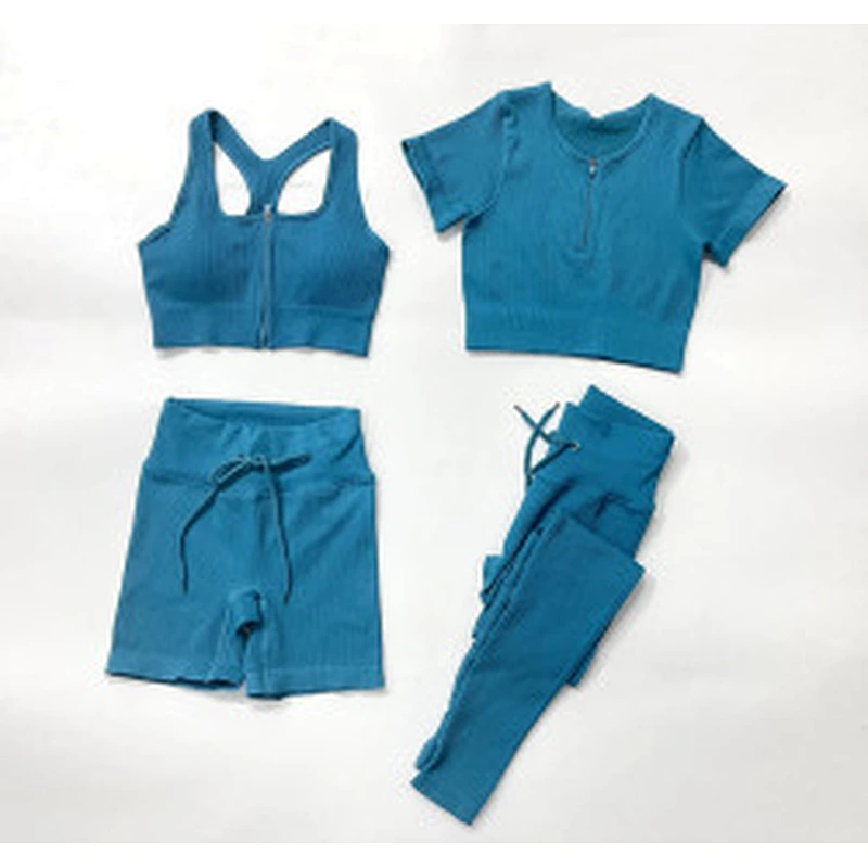 2021 High Quality Wholesale Women Yoga Suit Active Wear Workout Athletic Gym Custom 5 Piece Sports Bra And Shorts Yoga Sets