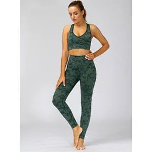 Leopard 2 Piece Yoga Sets Snake Women Fitness Workout Clothing Gym Sets Fitness Yoga Suit Sport Wear Seamless Athletic Sets