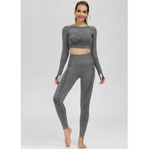 Amazon 2021 hot selling long sleeve seamless high waist sexy yoga sets women yoga high quality yoga suit sport wear