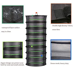 Garden Indoor 2ft Zipper Velcro Plant Drying Rack Net W/Green Hanging Mesh Dry Net 8 Layer Herb Drying Rack