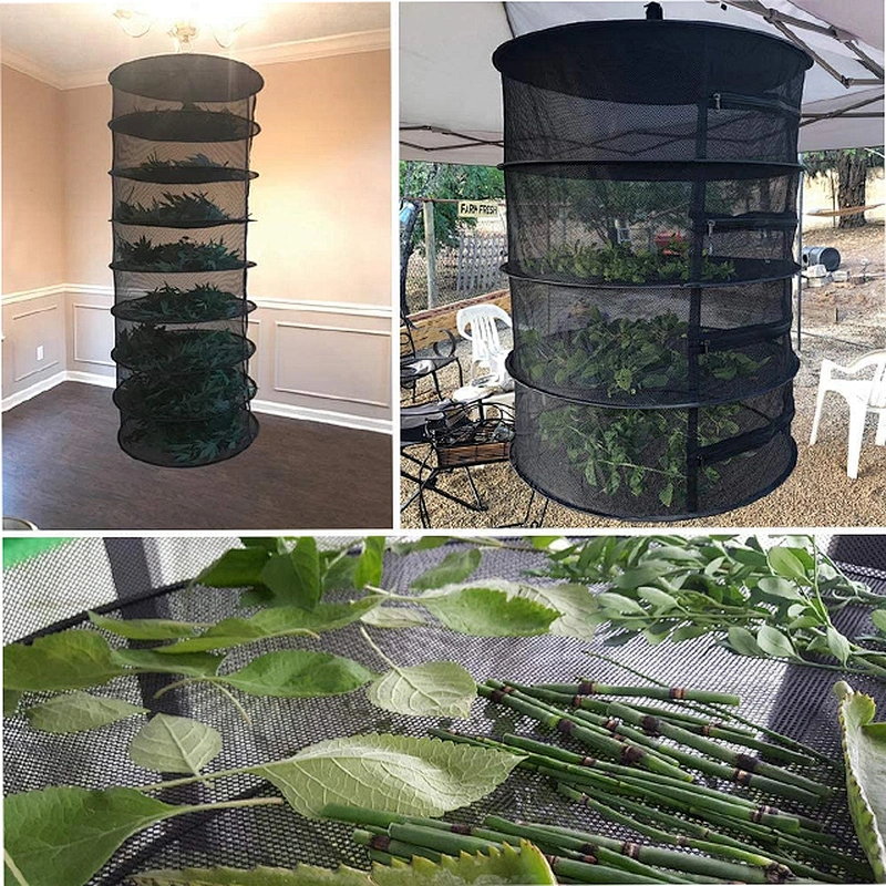 Garden Indoor 2ft Zipper Velcro Plant Drying Rack Net W/Green Hanging Mesh Dry Net 8 Layer Herb Drying Rack