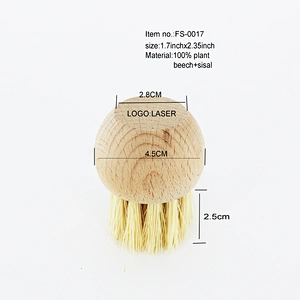 Vegetable and Mushroom Cleaning Brush with Beech Wood Handle Sisal Fiber soft brush bristle
