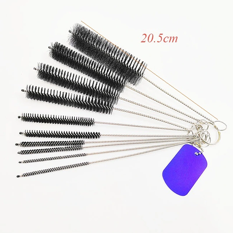 stainless steel straws with Nylon brush Mini Steel Handle Tube Cleaning Brushes