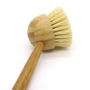 Hot Sale Bamboo Cleaning Brush Scrubbers with Natural Environmental Bamboo Handle for Dishes, Pots, Pans, Vegetables