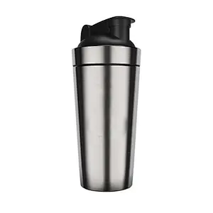 750ML Custom Logo Stainless Steel Wide Mouth Protein Shaker Matte Black Aluminium Water Bottle