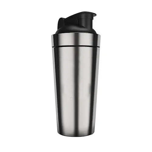 750ML Custom Logo Stainless Steel Wide Mouth Protein Shaker Matte Black Aluminium Water Bottle