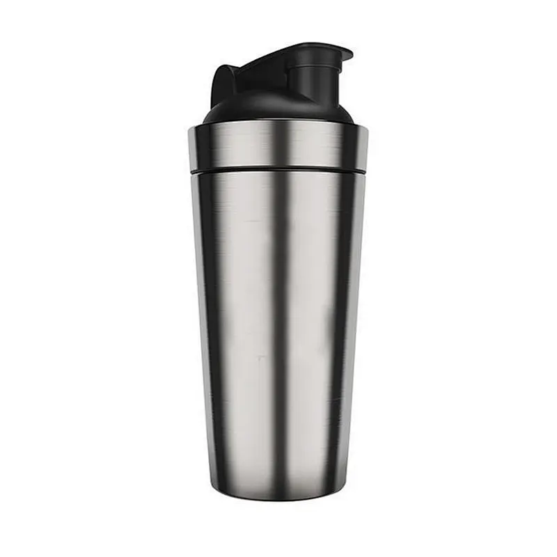 750ML Custom Logo Stainless Steel Wide Mouth Protein Shaker Matte Black Aluminium Water Bottle