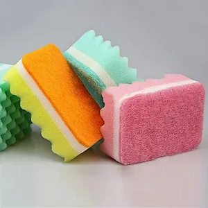 Hot Sale Colorful Classic Green Kitchen Scrub Sponge Scouring Pad