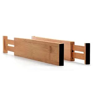 Bamboo Expandable Drawer Divider Organizers   Spring Adjustable Kitchen Drawer Separators Best for Kitchen Dresser Bedroom