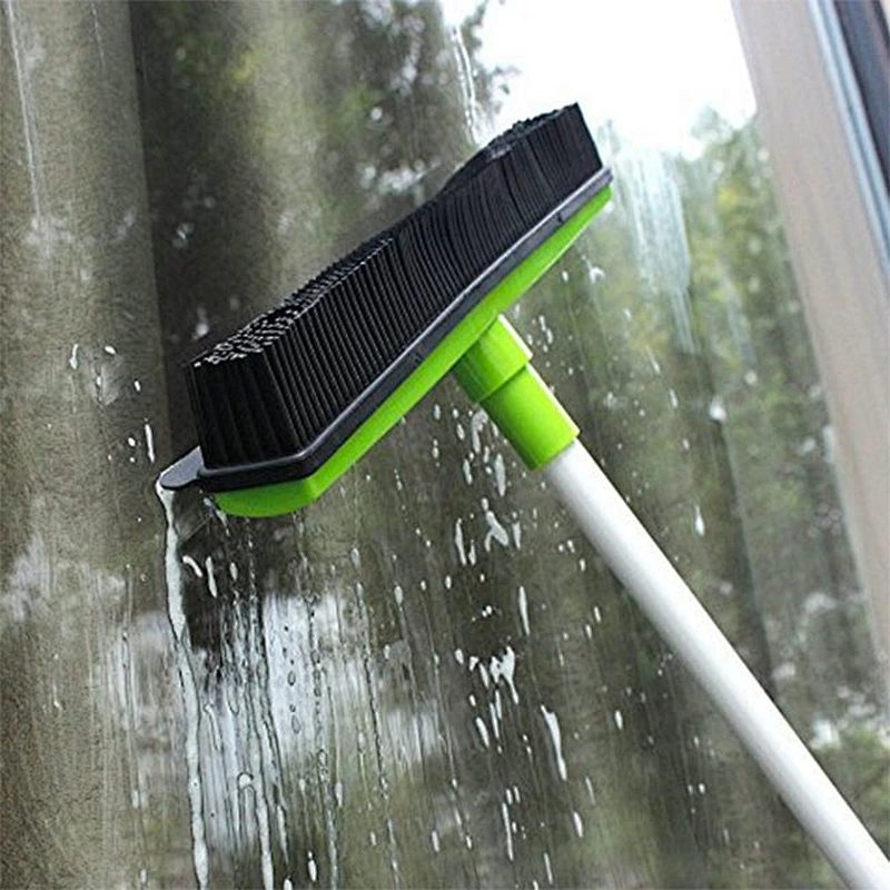 long handle metal stick power soft hard magic sweep easy push rubber flower plastic broom head set factory in china