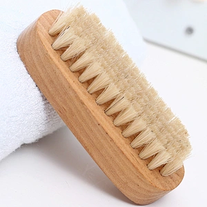 Non-Slip Wooden Beach Two-sided Hand and Boar Brislte Nail Brush