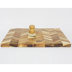 herringbone acacia wood cutting board set chopping board with clean brush