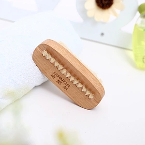 Non-Slip Wooden Beach Two-sided Hand and Boar Brislte Nail Brush