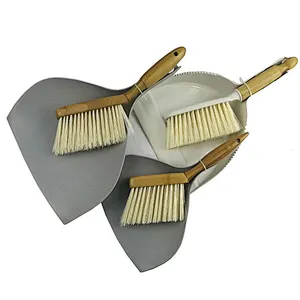 Wholesale Custom Home Wood Bamboo Sofa Carpet Cleaning Brush With Dustpan Set