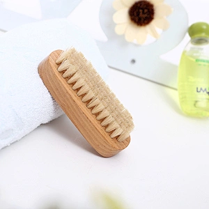 Non-Slip Wooden Beach Two-sided Hand and Boar Brislte Nail Brush